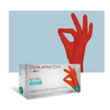 Рукавички нітрилові розмір M Hot Chili червоні (50 пар.), Ampri